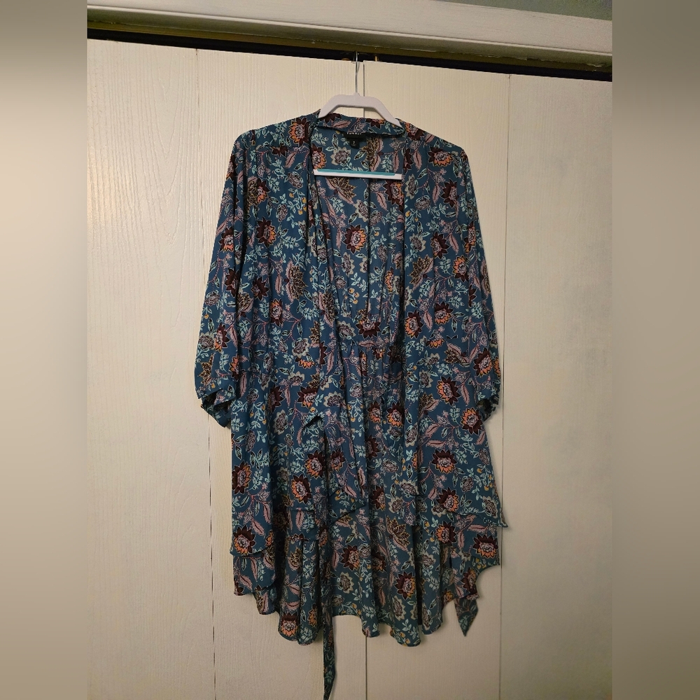 Torrid Floral Blue Kimono Cardigan